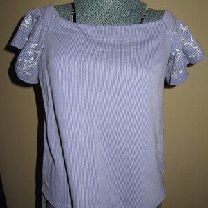 Womens blue embroidered top